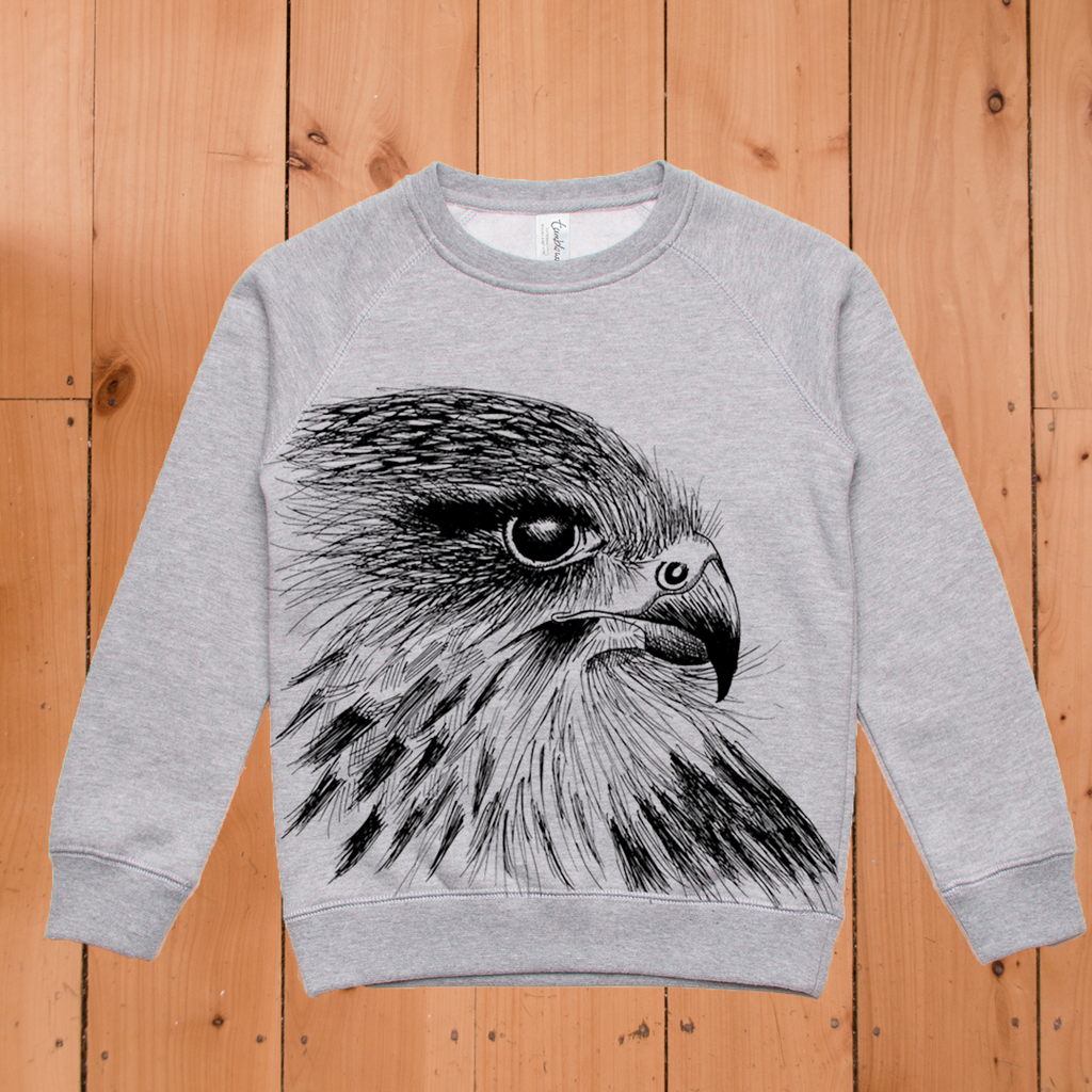 Kārearea/NZ Falcon (Grey Marle) Sweatshirt (8-12 years)