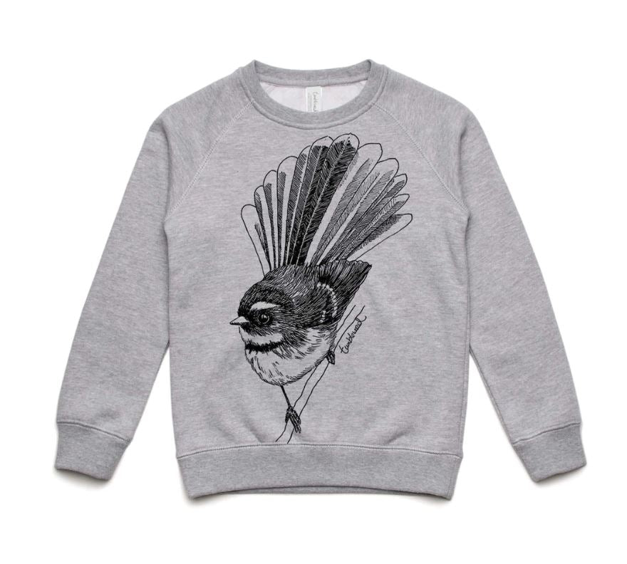 Pīwakawaka (Grey Marle) Sweatshirt (4 - 10 years)