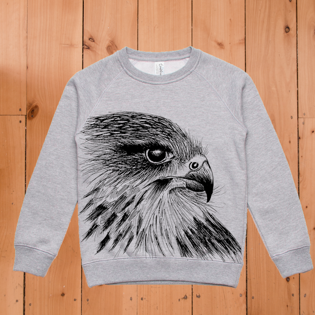 Kārearea/NZ Falcon (Grey Marle) Sweatshirt (4-12 years)