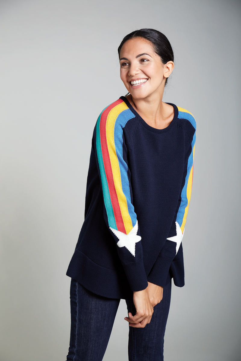 Alex Maternity & Nursing Jumper - Indigo Stars (Sizes 8)