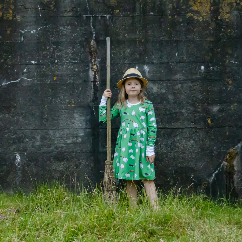 Rainbow Sheep - Long-Sleeve Babydoll Style Dress (8 years)