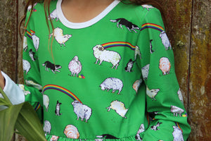 Rainbow Sheep - Long-Sleeve Babydoll Style Dress (4 & 8 years)