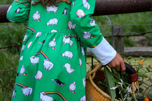 Rainbow Sheep - Long-Sleeve Babydoll Style Dress (8 years)